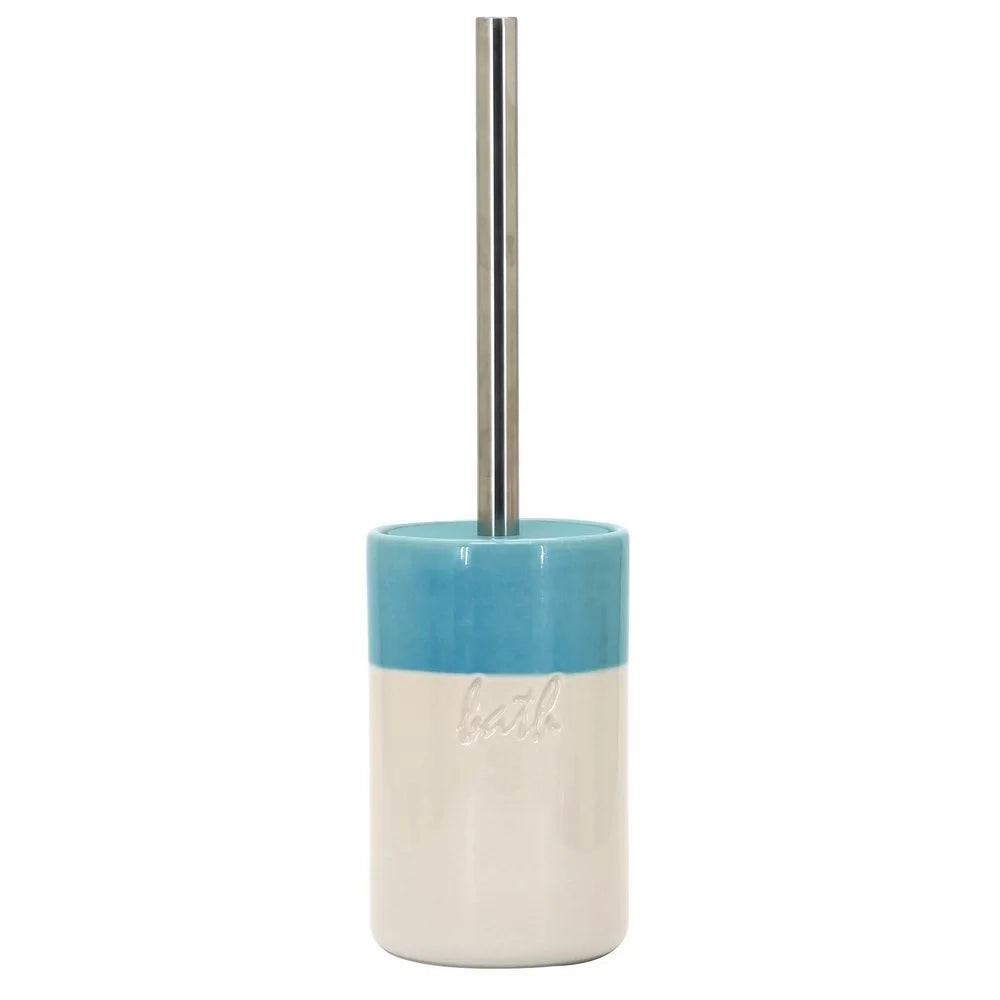 Portascopino in ceramica blu/bianco - serie Bath