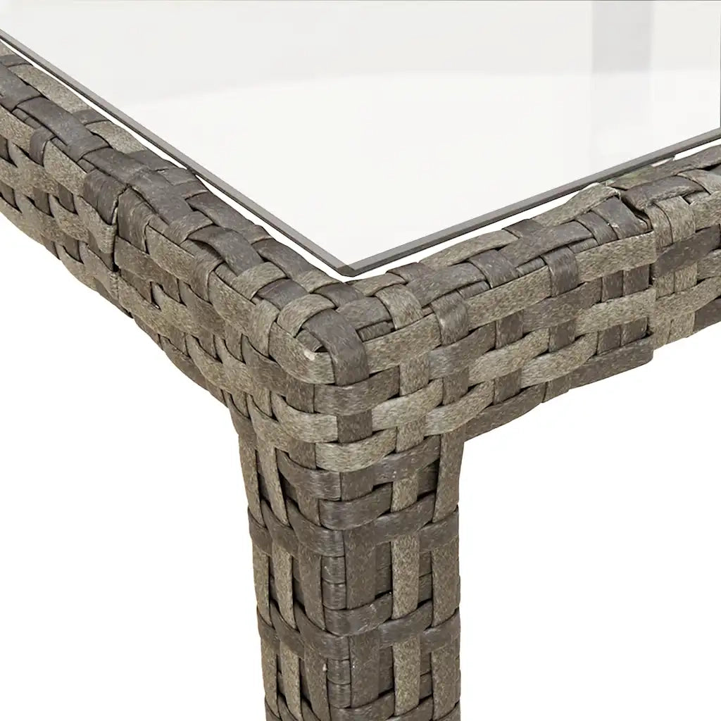 Tavolo Giardino 150x90x75cm Vetro Temperato e Polyrattan Grigio 316707