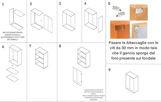 Pensile Cucina  in Legno Nobilitato Bianco, Mobile Alto con 2 Ante, Pensile Componibile Moderno Made in Italy (H90XL60XP33cm)