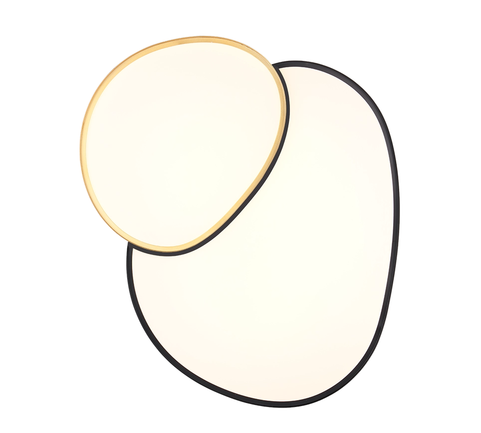 Plafoniera LED forma organica, metallo, nero e oro, L 77 cm, Rise