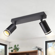 ZMH Faretto da soffitto neri 2 fiamme GU10 orientabili legno anche parete per soggiorno senza lampadina