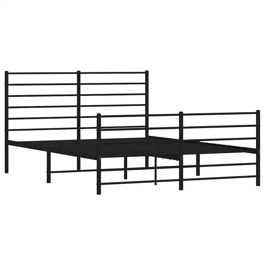 Giroletto con Testiera e Pediera-Struttura Letto Metallo Nero 120x190 cm 784232