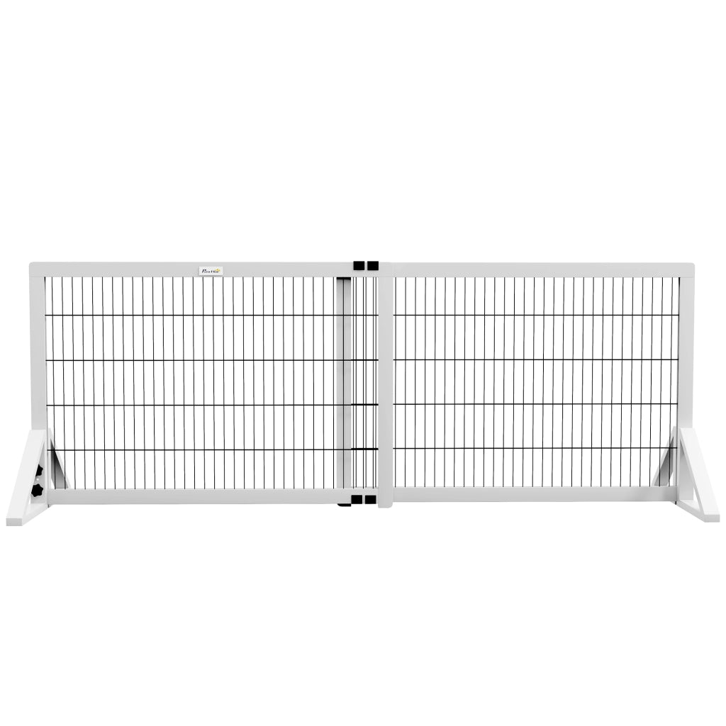 Barriera di sicurezza per cani a 2 pannelli ¨C zephmum ¨C Legno e metallo bianco 101-181 cm