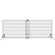 Barriera di sicurezza per cani a 2 pannelli ¨C zephmum ¨C Legno e metallo bianco 101-181 cm