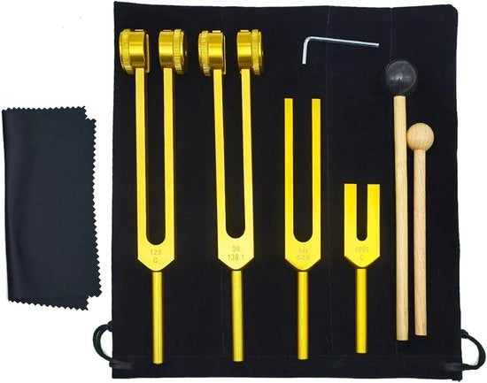 Set di Manubri - Strumenti Musicali di Risonanza - Meditazione e Relax - Terapie Vibrazionali - 215 cm - Oro