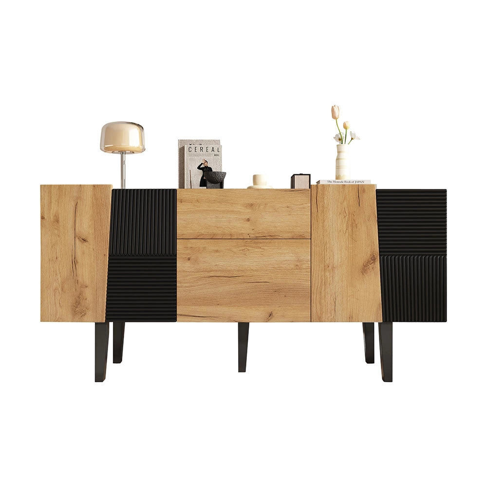 Media center legno - Xylo - Piedi massello per TV 60"