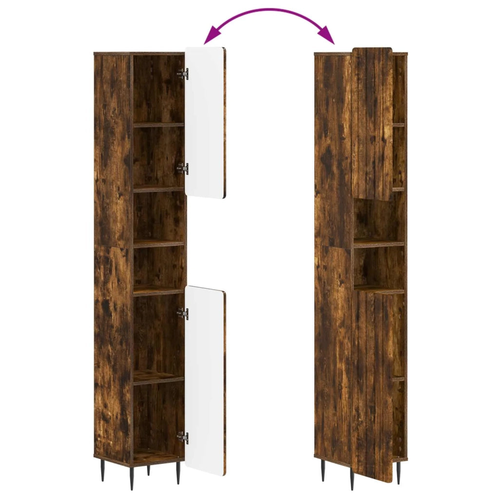 Set di Armadi da Bagno da 2 Pezzi ZWOLLE Rovere Fumo 3417518