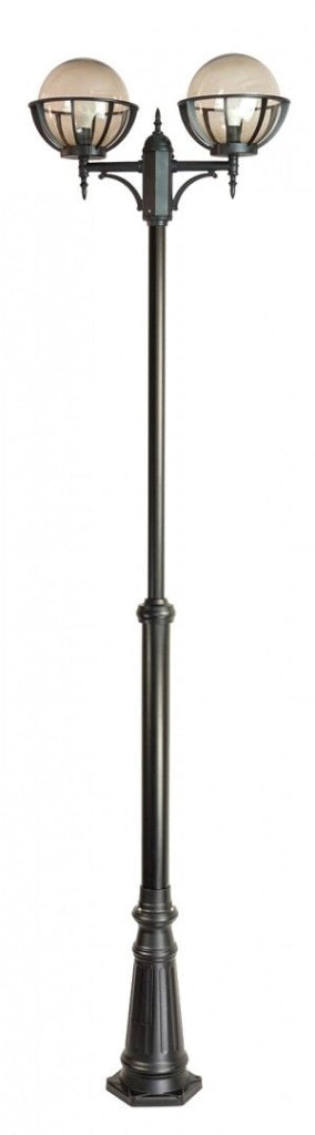 Lampione da giardino 285 cm 2 sfere E27 nero IP43
