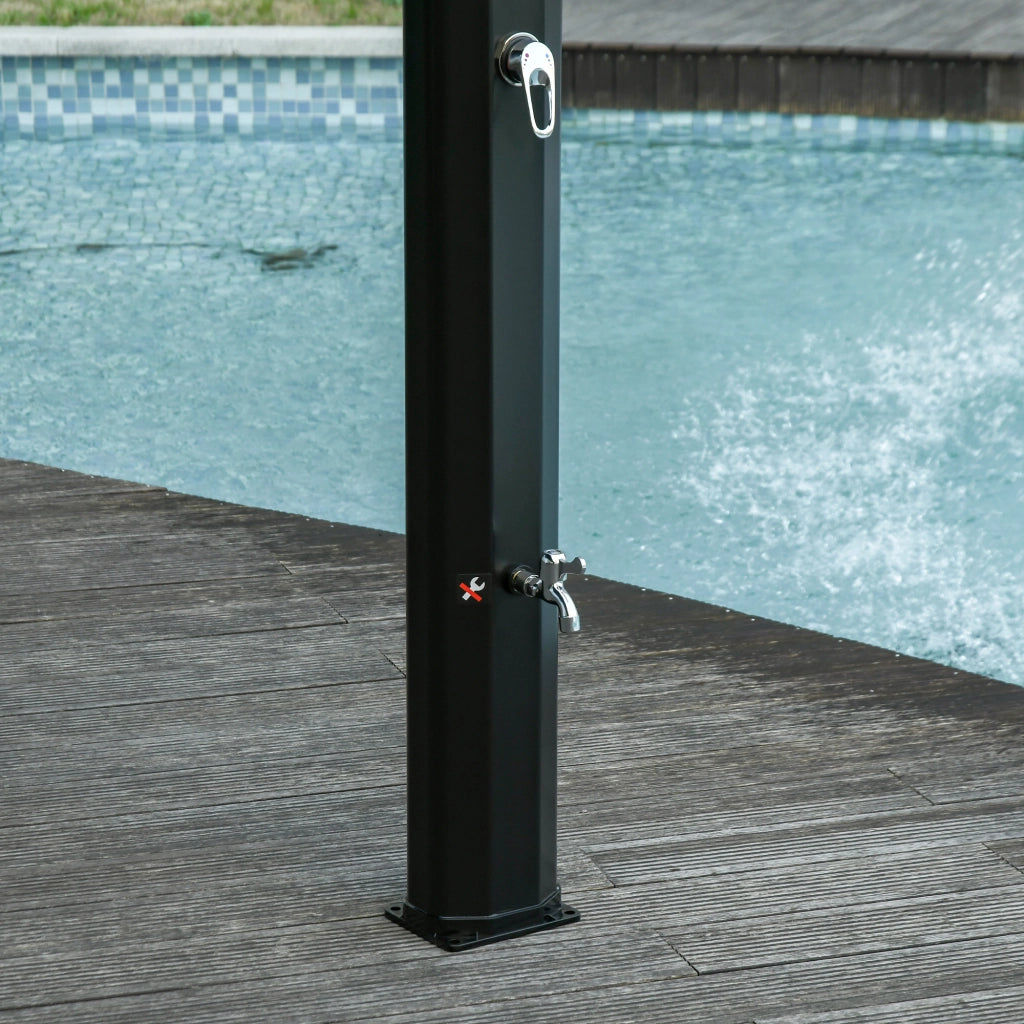 Doccia solare esterna 35L per giardino spiaggia piscina con pomma e rubinetto ¨C zephmum ¨C nero 17.5x14.5x216 cm