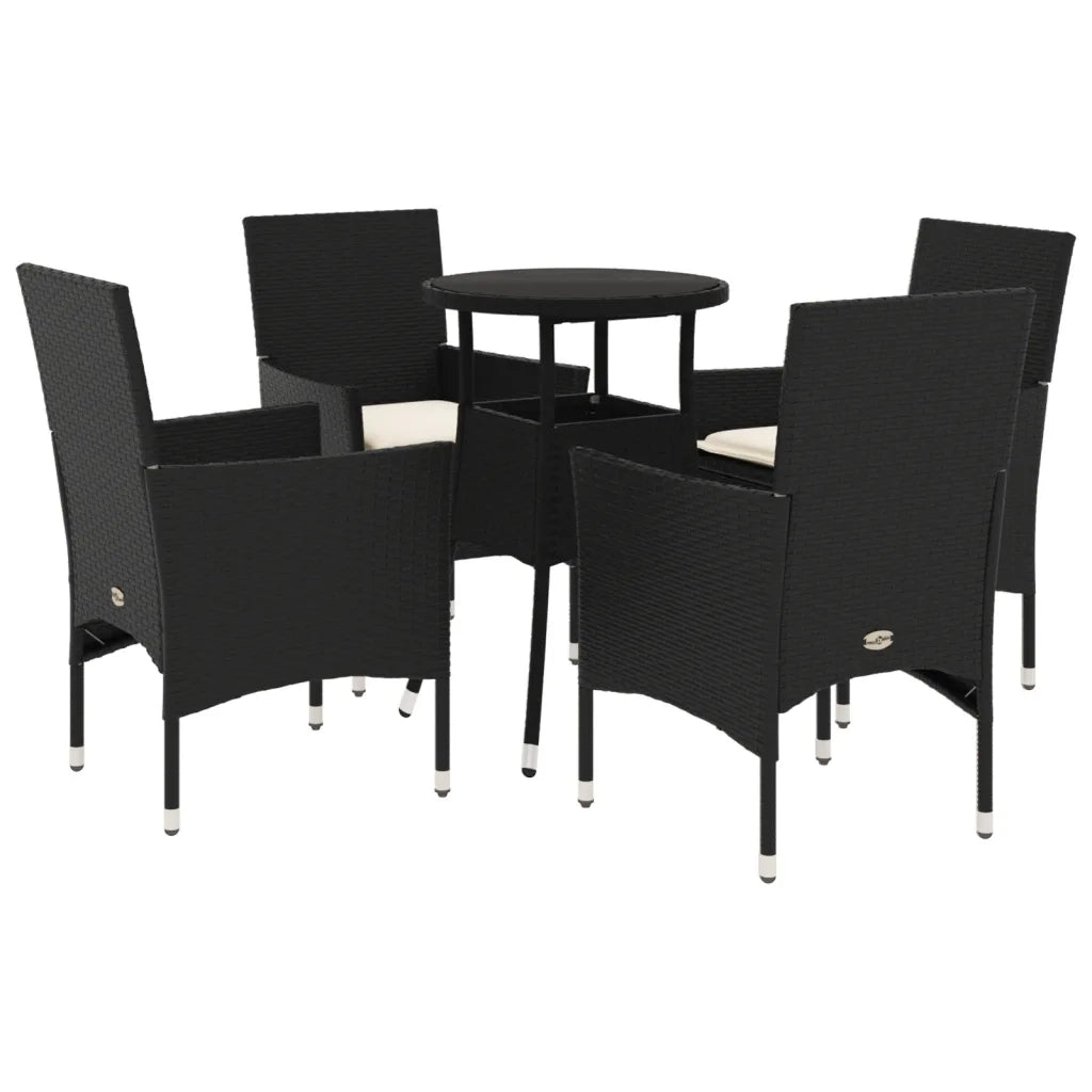 Set da Pranzo da Giardino con Cuscini 5 pz | Set Salotto da Giardino Polyrattan e Vetro