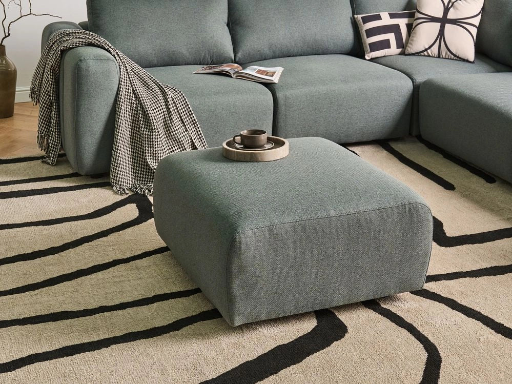 Pouf rettangolare in tessuto verde stile moderno