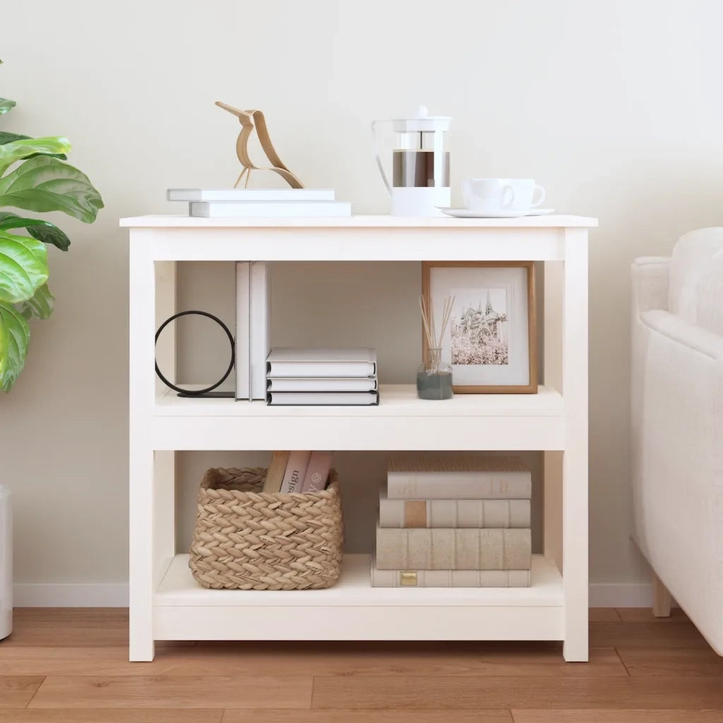 Tavolo Consolle Bianco 80x40x74 cm in Legno Massello di Pino cod mxl 14818
