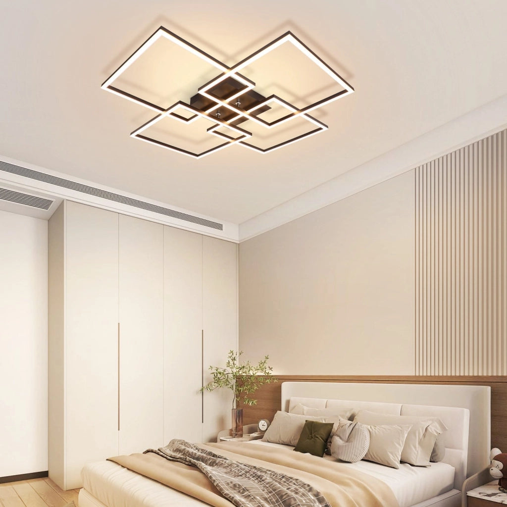 ZMH Lampada da soffitto plafoniera LED nera rettangolare 72cm 48W dimmerabile per soggiorno