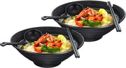 Set di Ciotole per Ramen 1000 ml Premium con Antisfregiatura - Cucchiaio - Spiedini da Cibo - Insalata di Noodles Nero