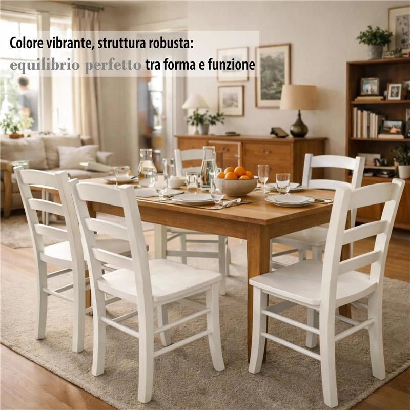 SET 2 SEDIE PAESANA IN LEGNO CON SEDUTA COMPATTA E SCHIENALE ALTOH 87 X L 45 X P 40 CM COLORE BIANCO