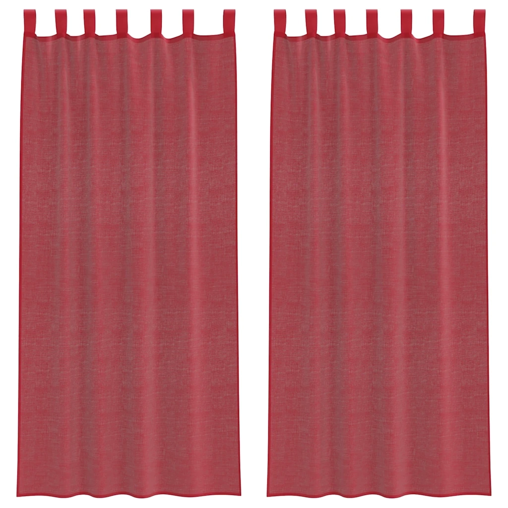 Tende in Voile con Passanti 2 pz Rosso Vino 140x225 cm