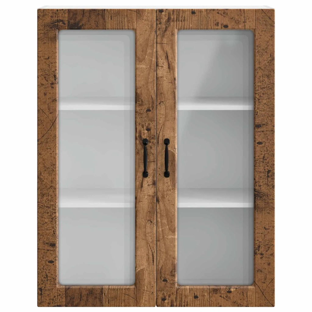 Pensile da cucina | Mobile in vetro da parete PORTO Legno vecchio 80 x 31 x 100 cm