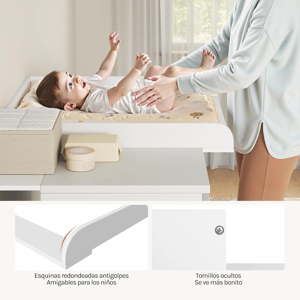 Fasciatoio Neonato, Fasciatoio Universale per Cassettiera con 3 Bordi Rialzati, Profondità Regolabile 47-50 cm, in MDF, 160x80x10 cm (80x80 cm per Bambini)