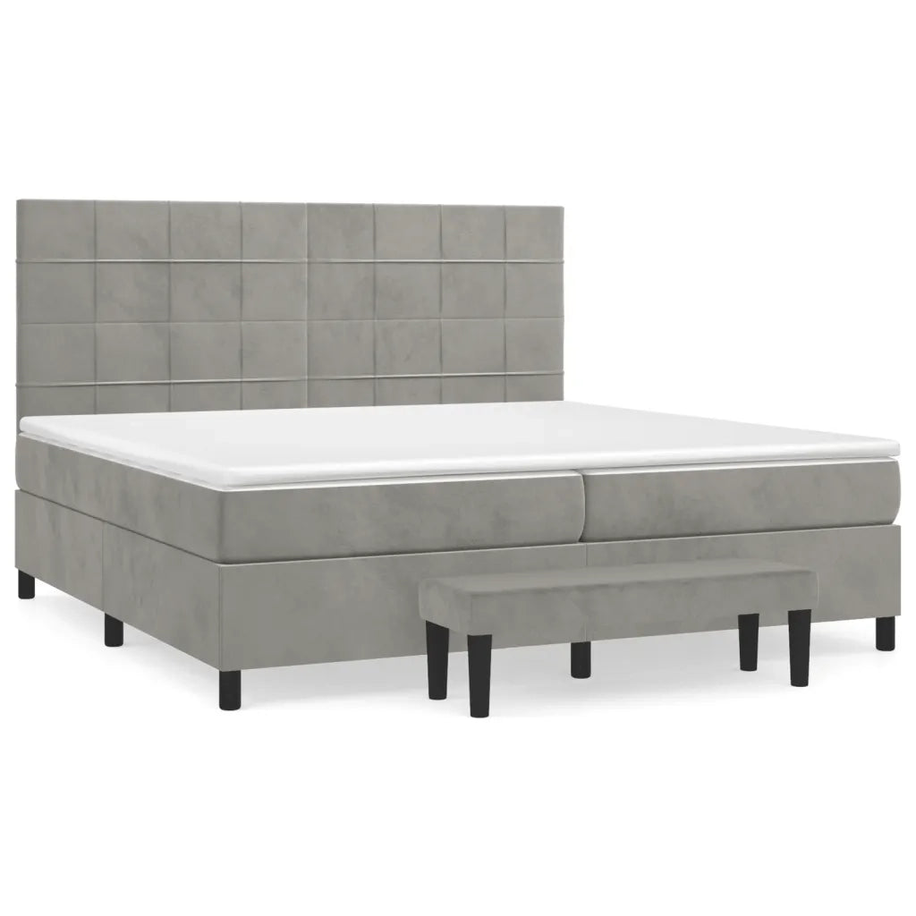 Giroletto a Molle con Materasso Grigio Chiaro 200x200cm Velluto cod mxl 61635