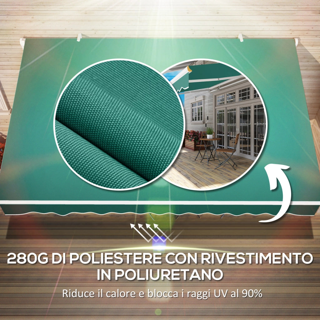 Tenda da Sole Avvolgibile Esterno ¨C zephmum ¨C Verde Scuro 4x2.5m Metallo Alluminio
