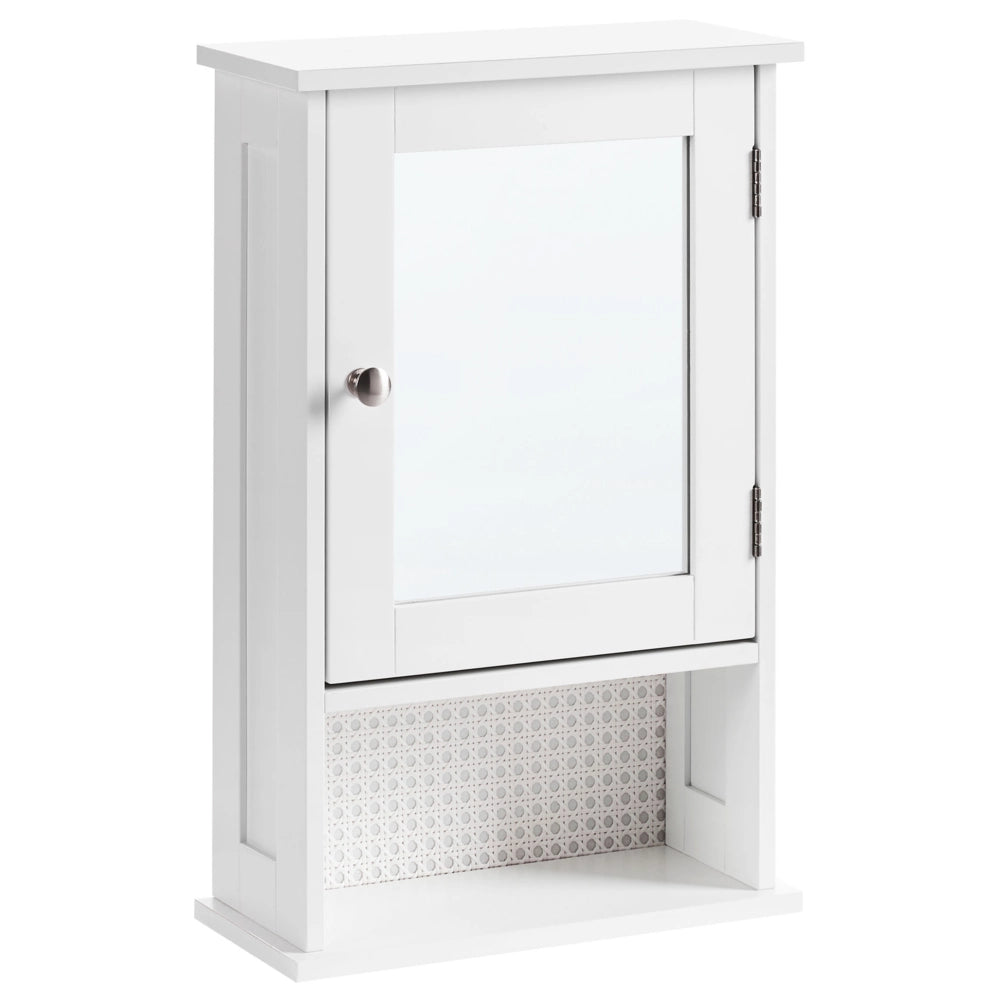 Mobiletto a specchio da bagno a parete in MDF bianco con vano contenitore stile moderno