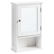 Mobiletto a specchio da bagno a parete in MDF bianco con vano contenitore stile moderno
