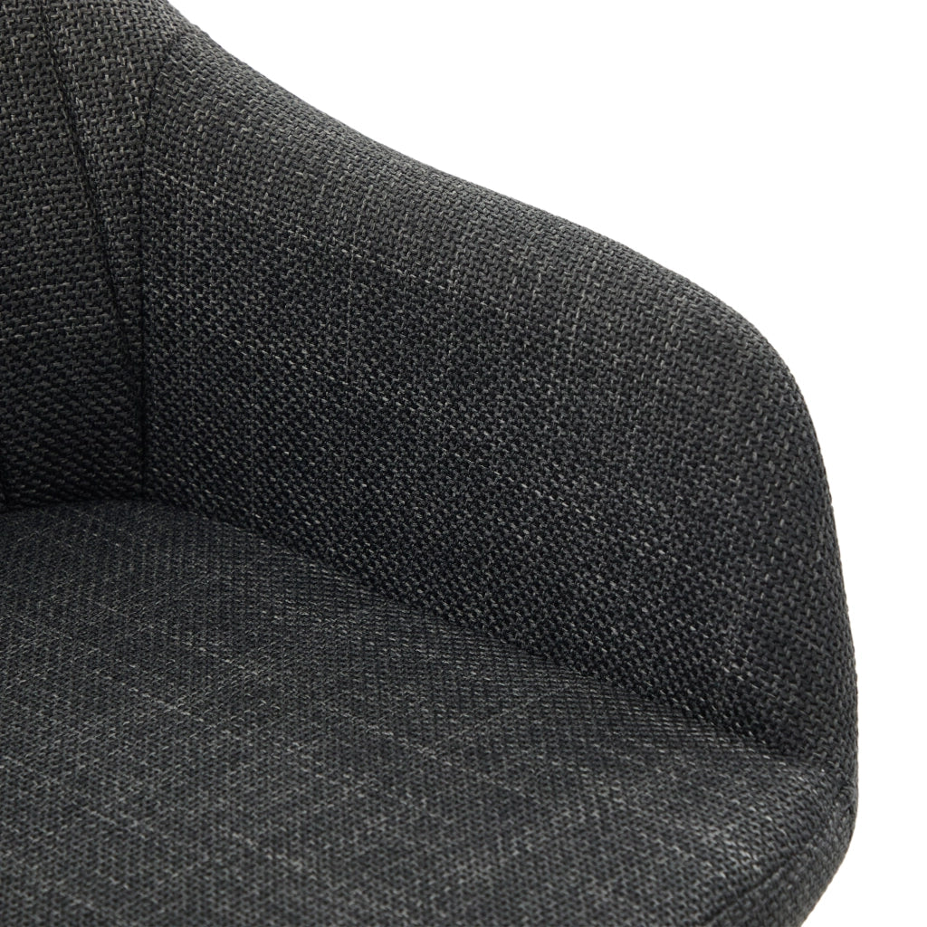 Sgabello da Bar Set da 2 con Schienale Alto, Braccioli e Poggiapiedi, in Lino Nero 58.5 × 55 × 104 cm
