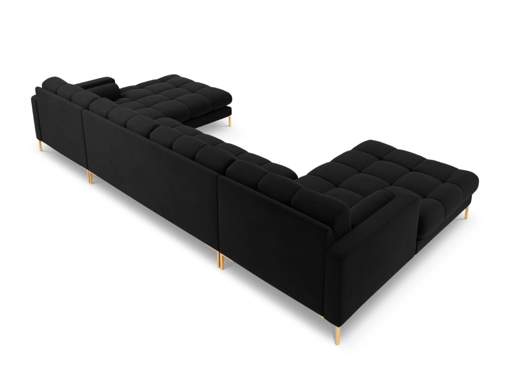 Cosmopolitan Design - Divano panoramico "Bali" 7 posti in velluto nero 