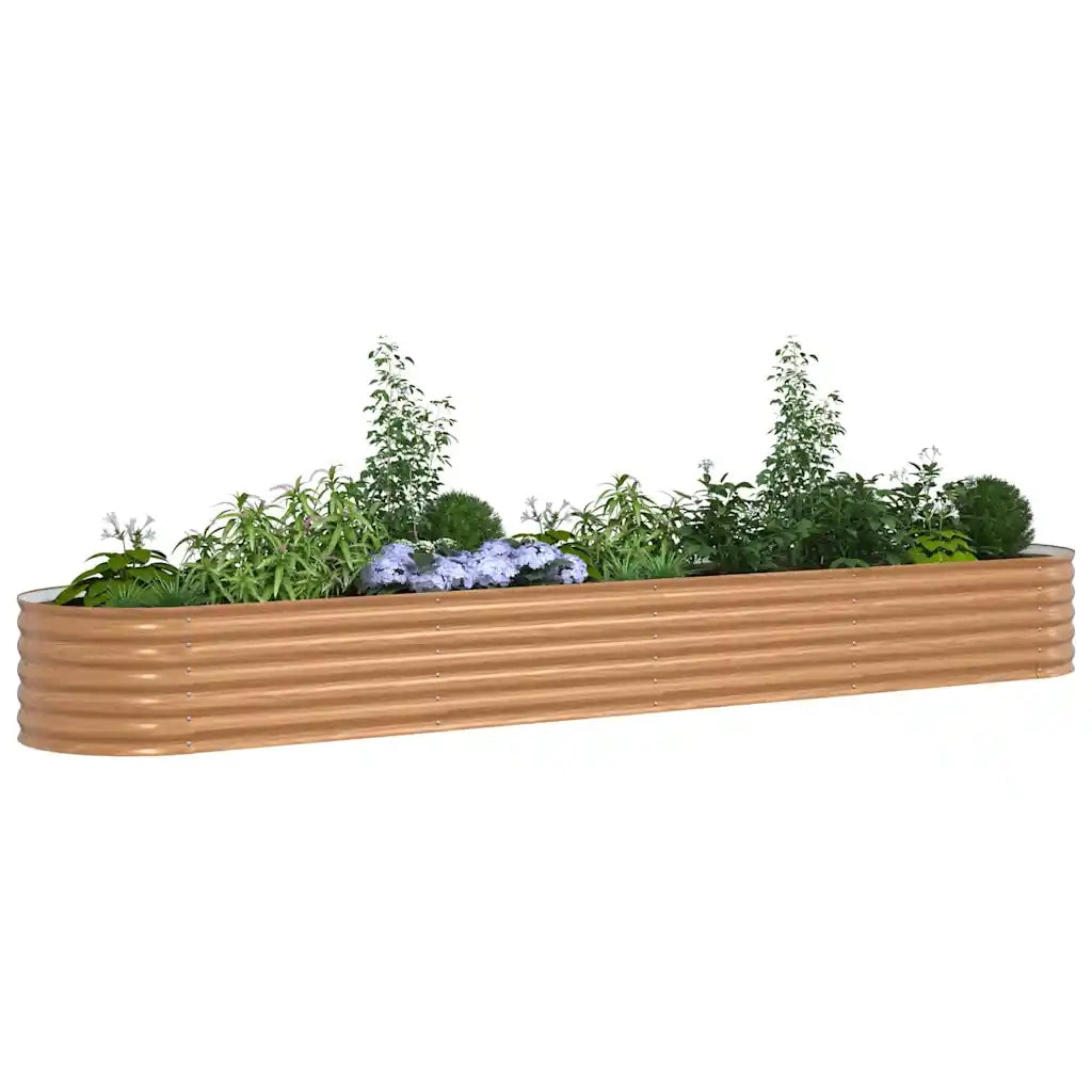 Fioriere | Cassetta per fiori | Letto Rialzato Marrone 400 x 80 x 44 cm Acciaio