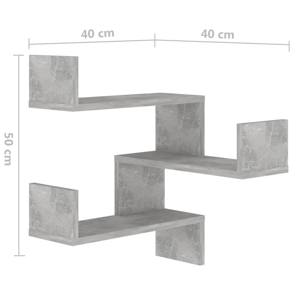 Scaffale Angolare a Muro | Mensola a parete Grigio Cemento 40x40x50 cm Multistrato