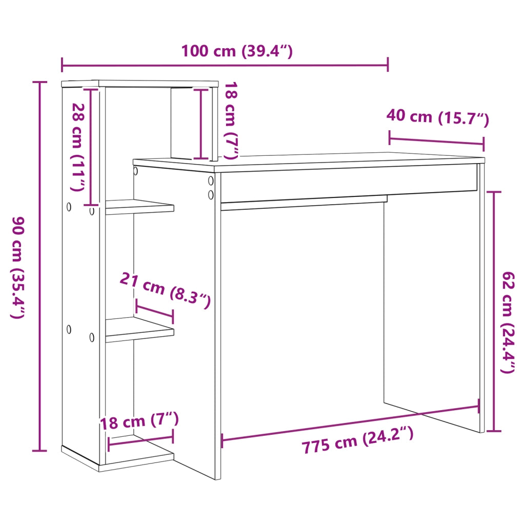 Scrivania Scrivania XL Rovere Affumicato Truciolato Medio Scrivania