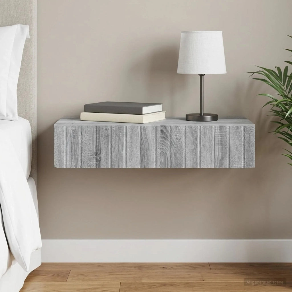 Tavolino da Parete Laterale Grigio Sonoma 87,5 x 34,5 x 17 cm 898331