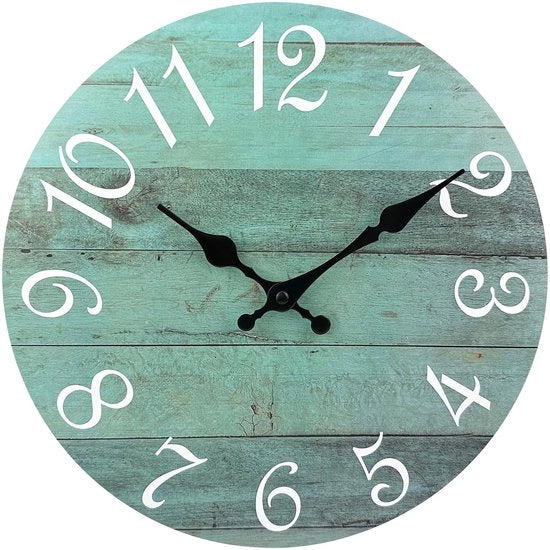 Orologio a muro in legno da 25cm, senza cornice, con movimento silenzioso a quarzo, moderno, stile rustico costiero, stile rurale, orologio da parete, decorazione, soggiorno, camera da letto, cucina, verde