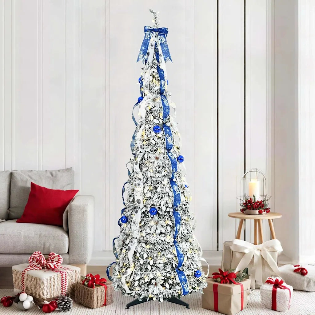 Albero di Natale | Decorazioni natalizie artificiale con 200 LED Bianco 210 cm PVC