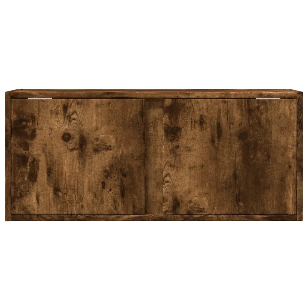Mobile TV a Parete con Luci LED Rovere Fumo 80x31x35 cm 852261