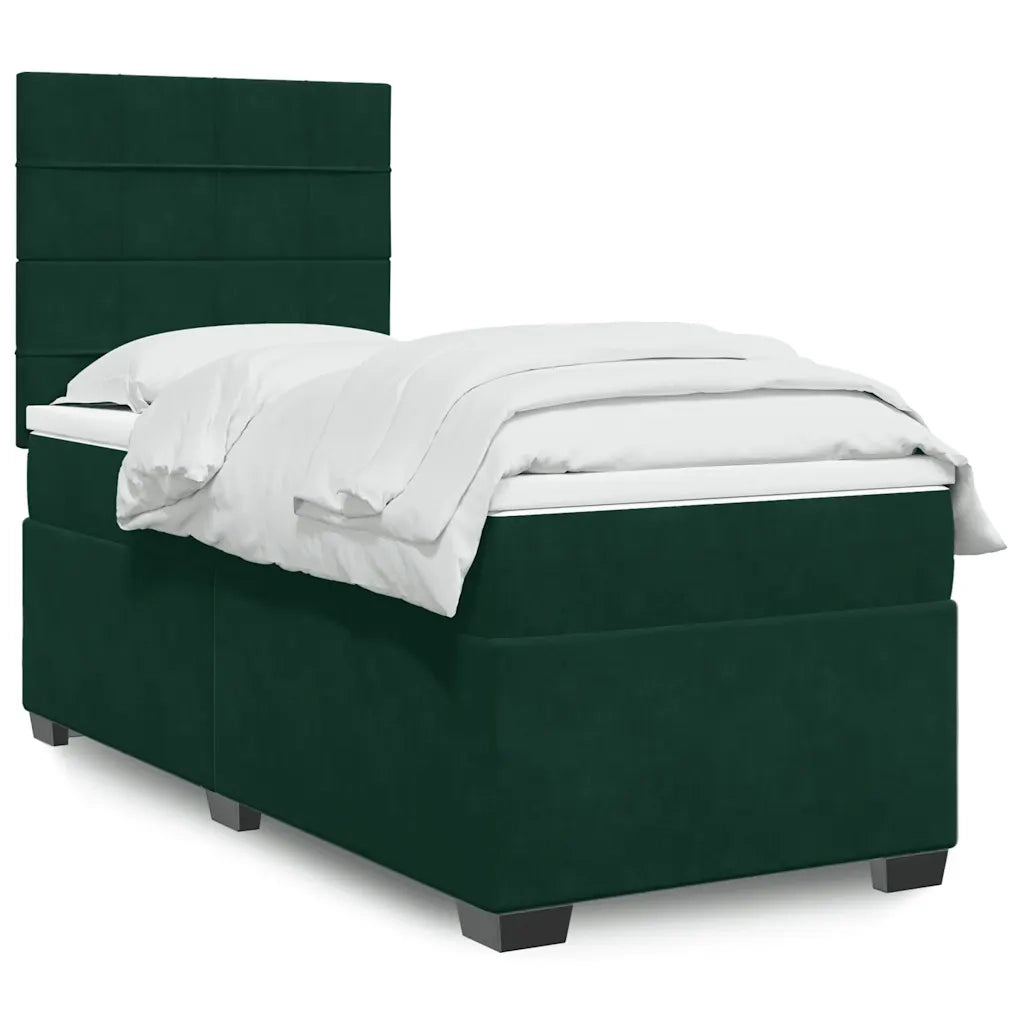 Giroletto a Molle con Materasso Verde Scuro 90x190 cm Velluto 3293089