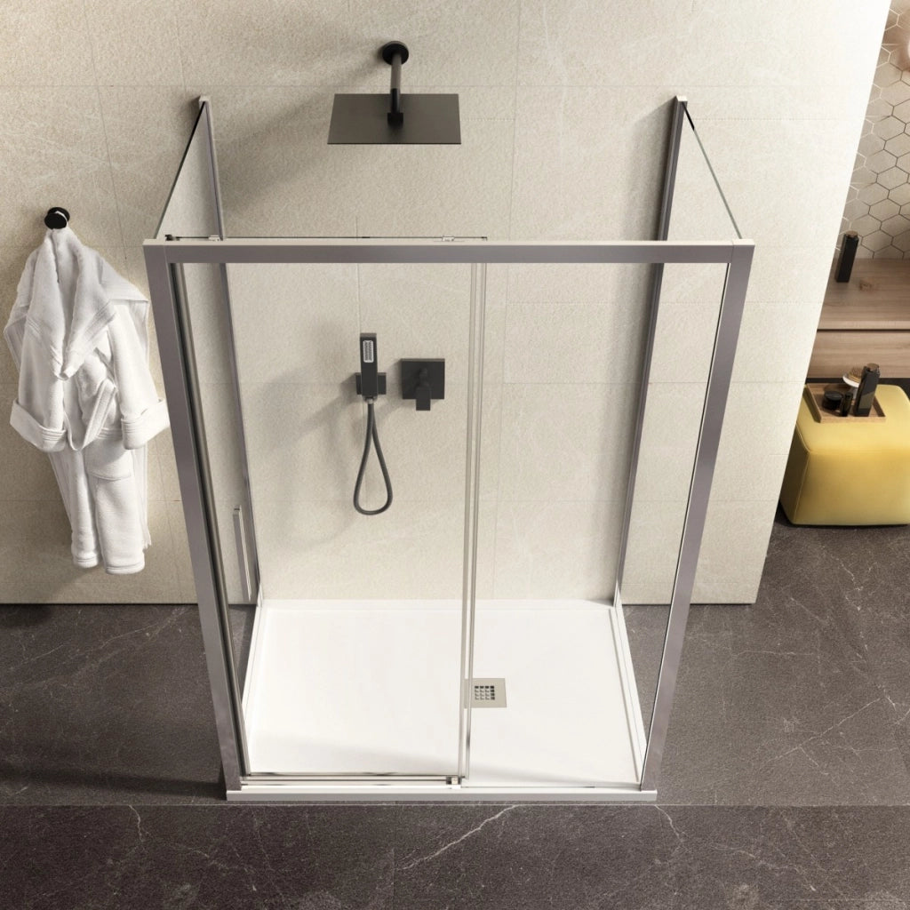 Box doccia tre lati scorrevole cristallo 6mm h195 lagoa-trio, misura 70x110x70