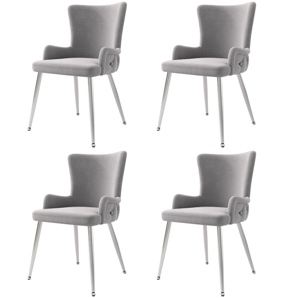 SEDIA da pranzo in velluto grigio e argento Set da 4 pezzi