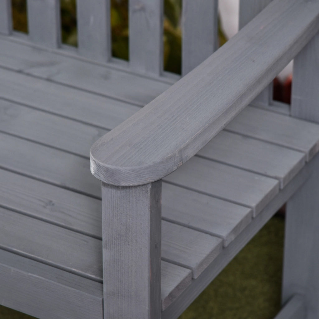 Panchina da giardino 2 posti ¨C zephmum ¨C Legno massello, grigio 143x51x85 cm