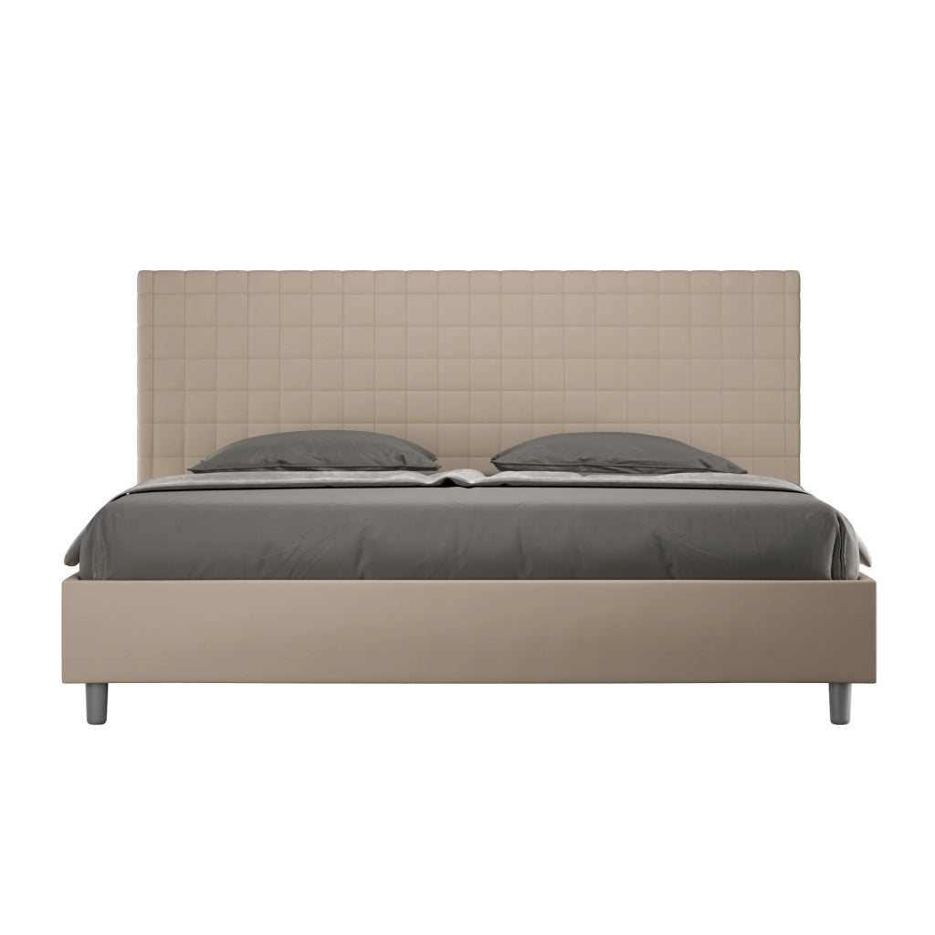 BS COM Letto contenitore imbottito 180x190 similpelle tortora