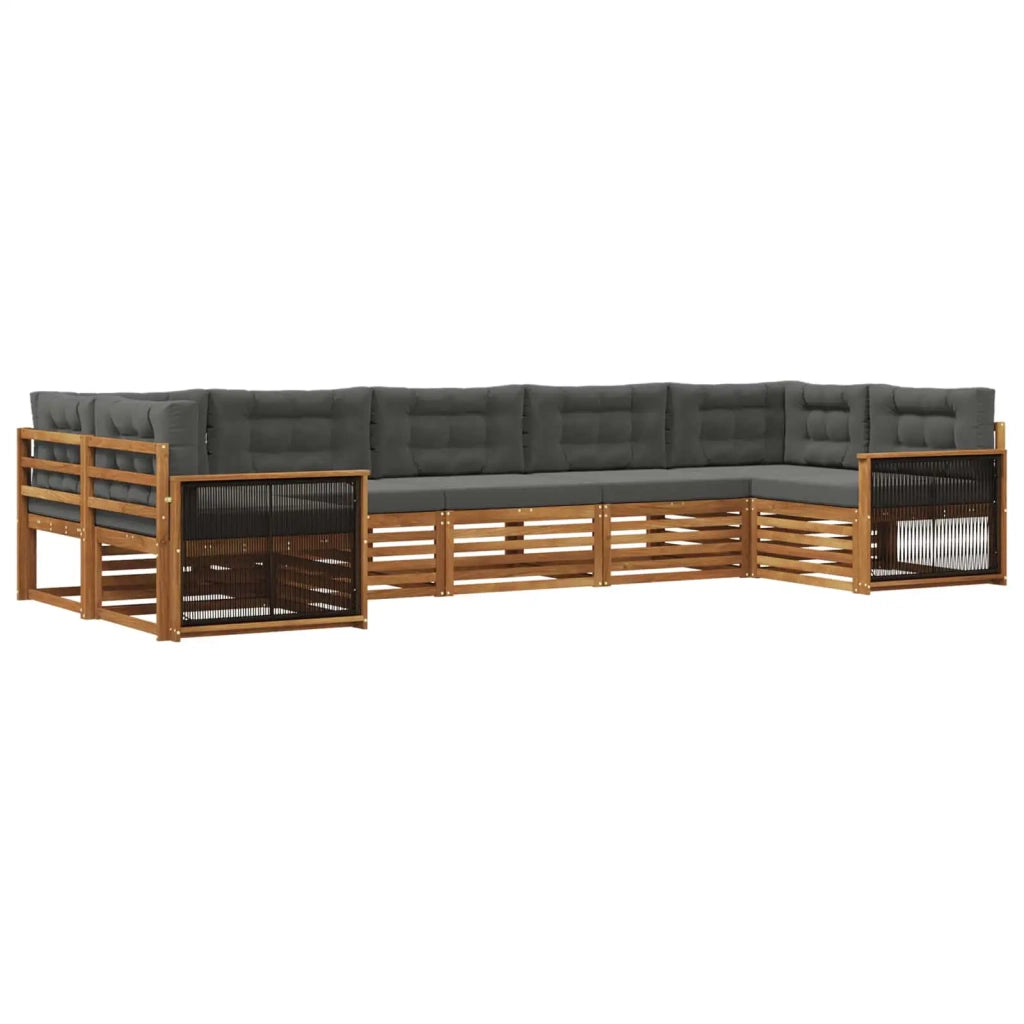 Set di divani da esterno 7 pz Naturale e Antracite 3383805