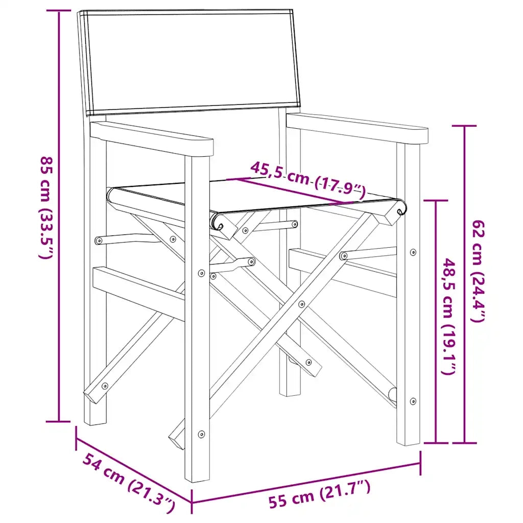 Sedia da Regista Pieghevole Crema in Legno Massello di Teak 4008507