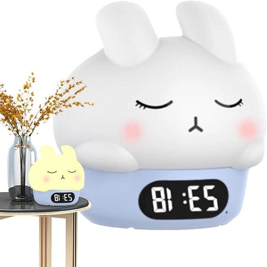 Lampada da Notte con Altoparlante per Bambini - Forma di Coniglio per l'Allenamento del Sonno e l'Alzabandiera Digitale