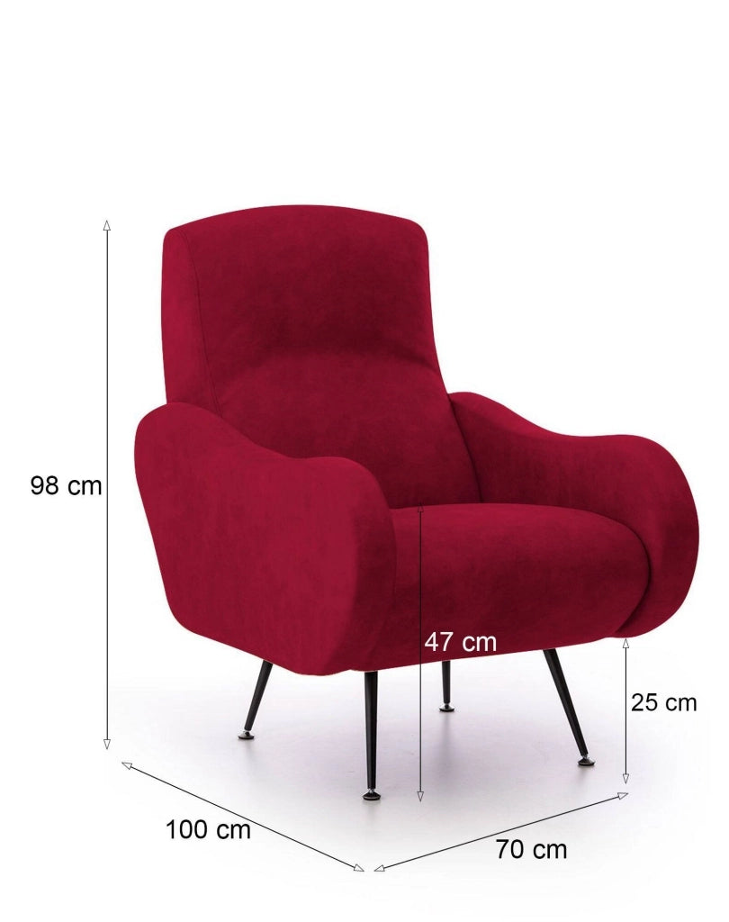 Poltroncina Lasnigo, Poltrona Braccioli Made in Italy, 70x100x98h cm Rosso