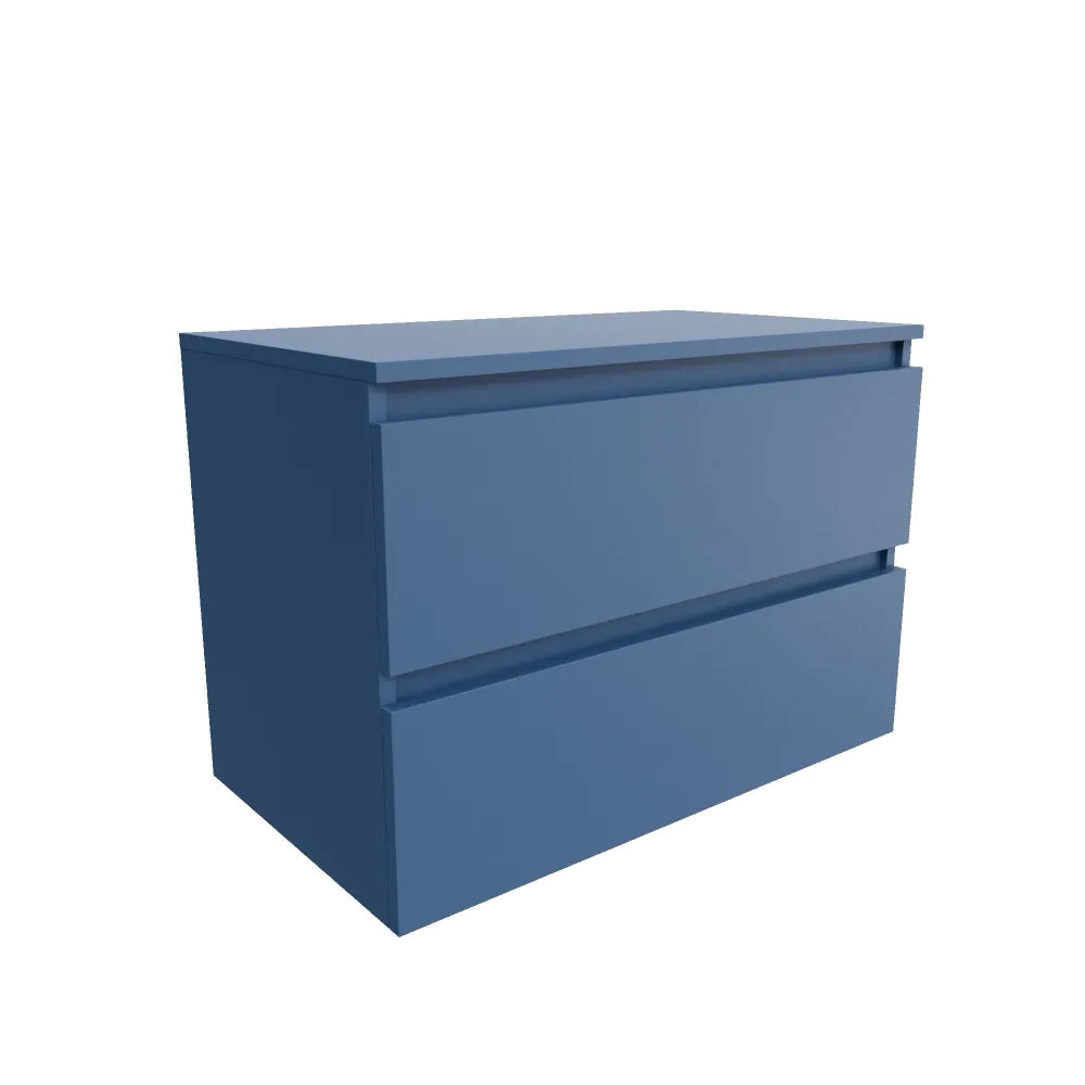 Mobile bagno sospeso 60cm due cassetti alby blue con top | Hexa