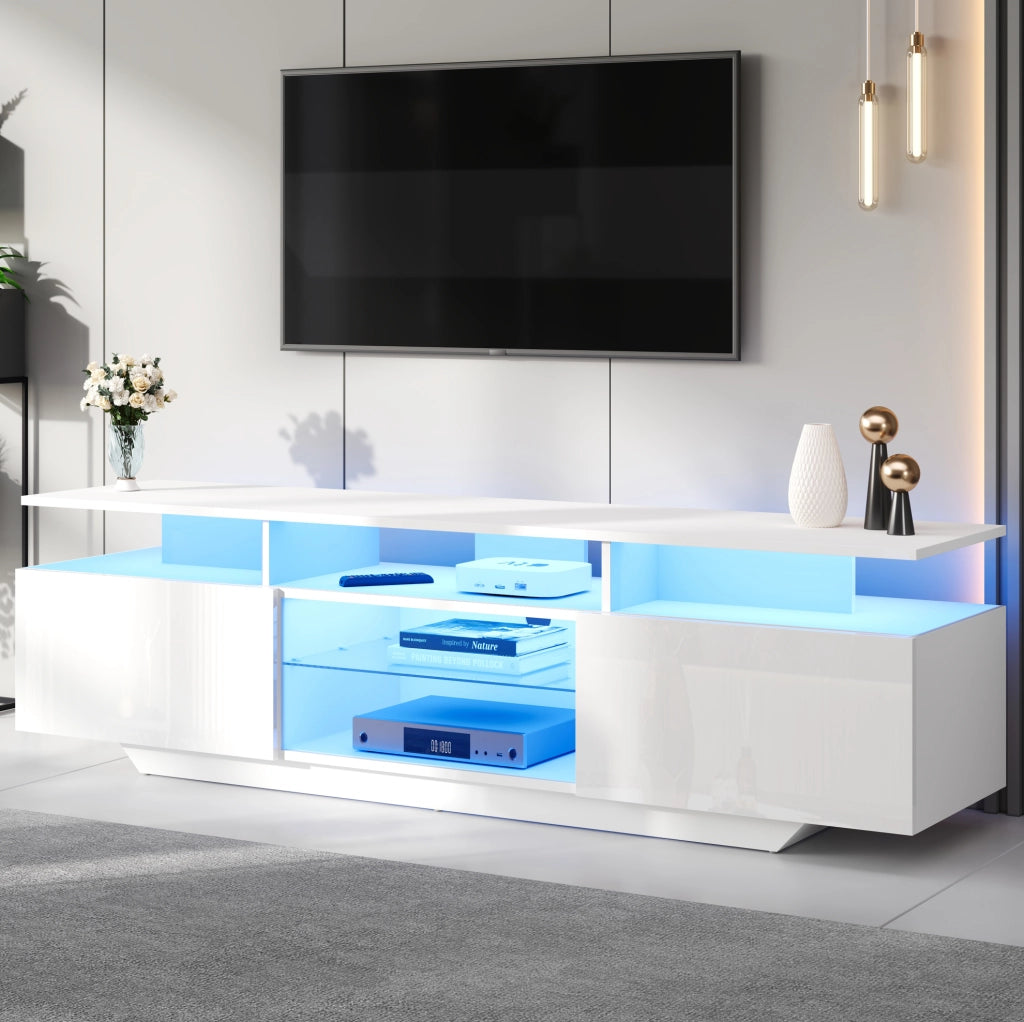 Mobile TV bianco con LED, 8 vani e 2 ante 160 x 40 x 45 cm