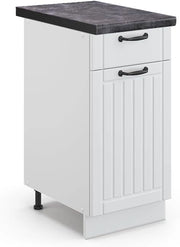 Mobile lavello cucina Fame-Line, Bianco casa di campagna, 80 cm con ripiano, PL Antracite, per la combinazione con altri moduli della serie Fame-Line