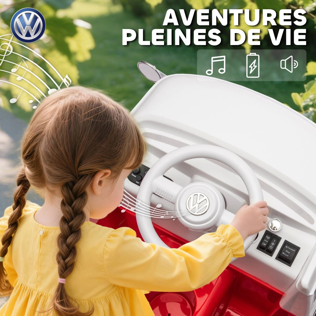 Auto elettrica per bambini Volkswagen T1 ¨C zephmum ¨C 89x49x41,5cm rosso