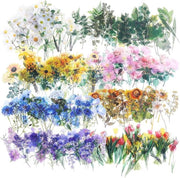 Scatole di adesivi per scrapbook trasparenti - 320 pezzi - Thema natura - Materiali DIY artigianali - Fiori colorati - Per adulti