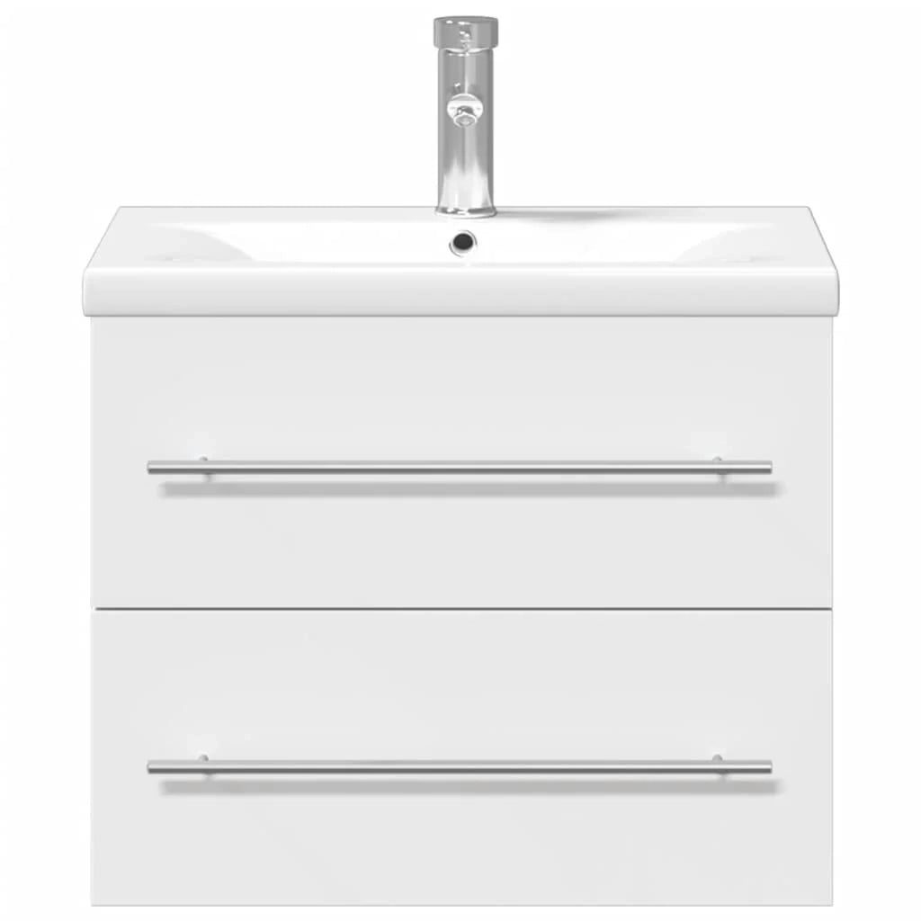Mobiletto da bagno sospeso 60 x 38,5 x 48 cm con pratico vano contenitore stile moderno legno bianco 02_0055538